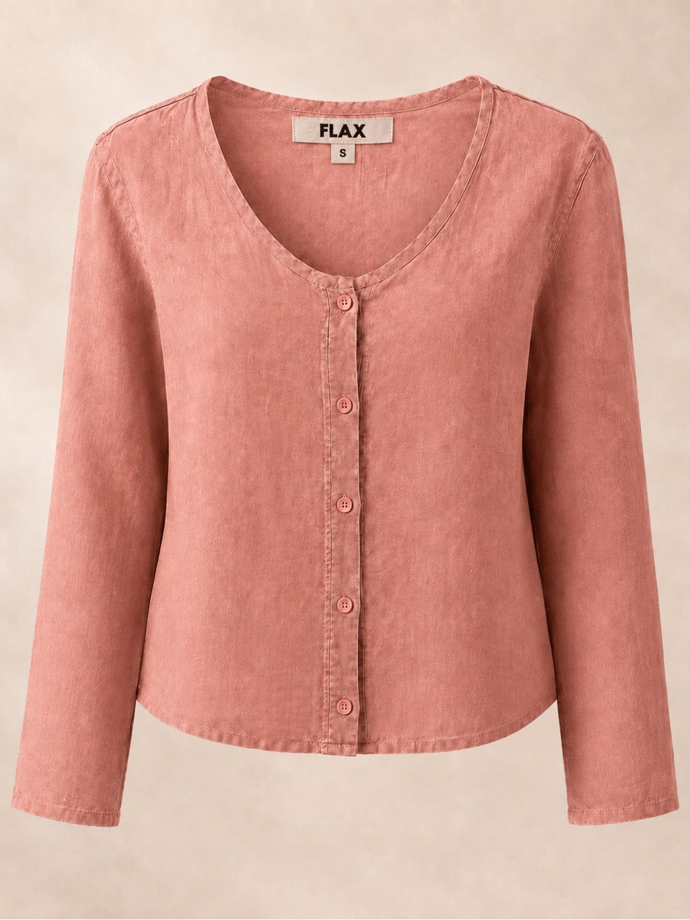 FLAX 100% Linen Salmon Button Front Top – Small – NWOT